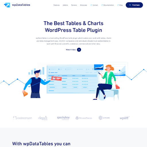 Wpdatatables  Landing Page Design