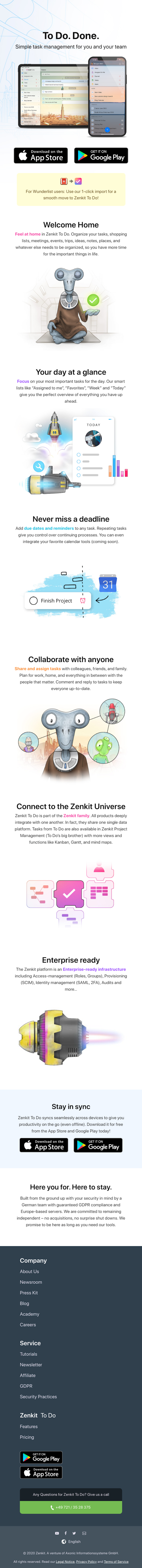 Zenkit  Landing Page Design